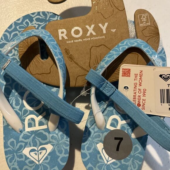ROXY TODDLER SLING BACK FLIP FLOPS BLUE SIZE 7 - Picture 3 of 5